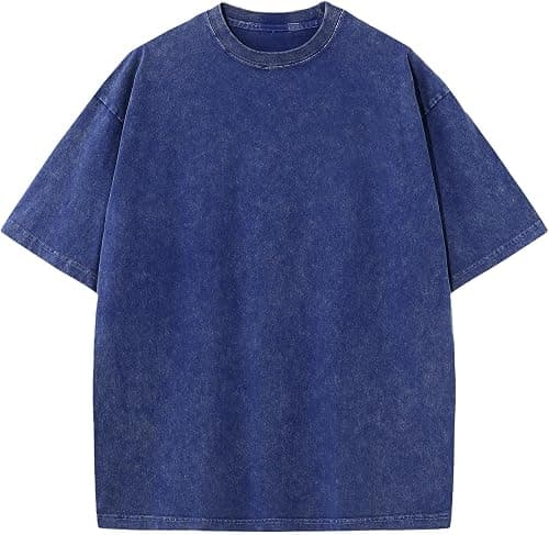 Men’s Cotton T-Shirt, Oversized, Unisex, Short-Sleeved, Casual, Loose Fit, Washed, Solid Color on Amazon - Best Deal Finder