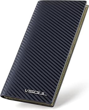 VISOUL Mens Checkbook Leather Wallets Long Bifold Wallets for Men Suit Wallet with 3 Cash Compartments 12 Credit Card Slots (Black+Olive Green) on Amazon.ae - Price Tracker