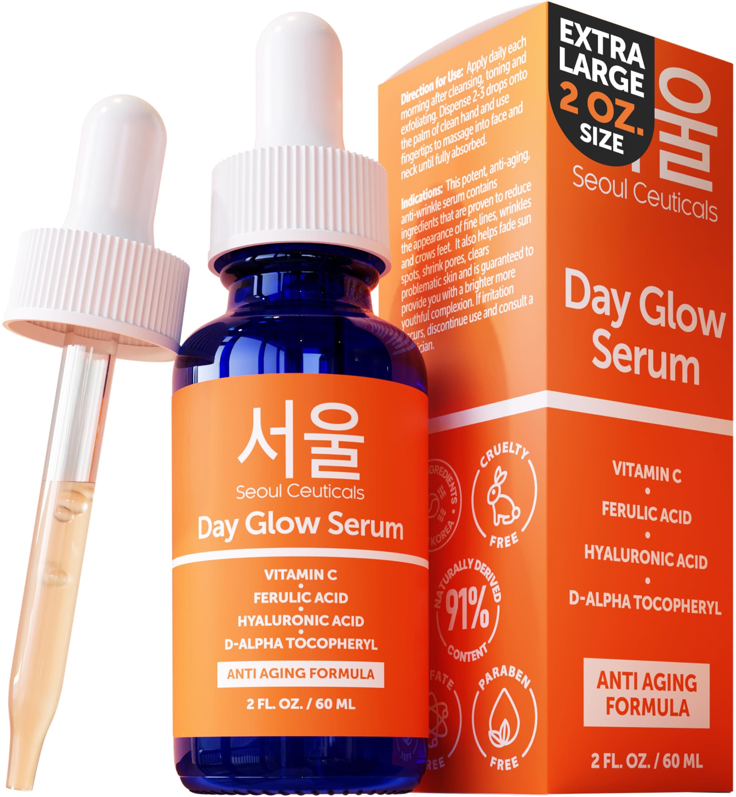 SeoulCeuticals Large 2oz Korean 20% Vitamin C Hyaluronic Acid Serum + CE Ferulic Acid - Potent Anti Aging, Anti Wrinkle K Beauty on Amazon.ae - Price Tracker