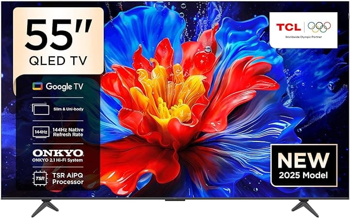 TCL 55 Inch QLED TV 55P8K, HDR10+, Google TV, Dolby Vision Atmos, AiPQ Processor,144Hz, ONKYO 2.1 Hi-Fi System, Dolby Vision HDR, Slim & Uni body – 55P8K (2025 Model) - Amazon.ae Price Tracker
