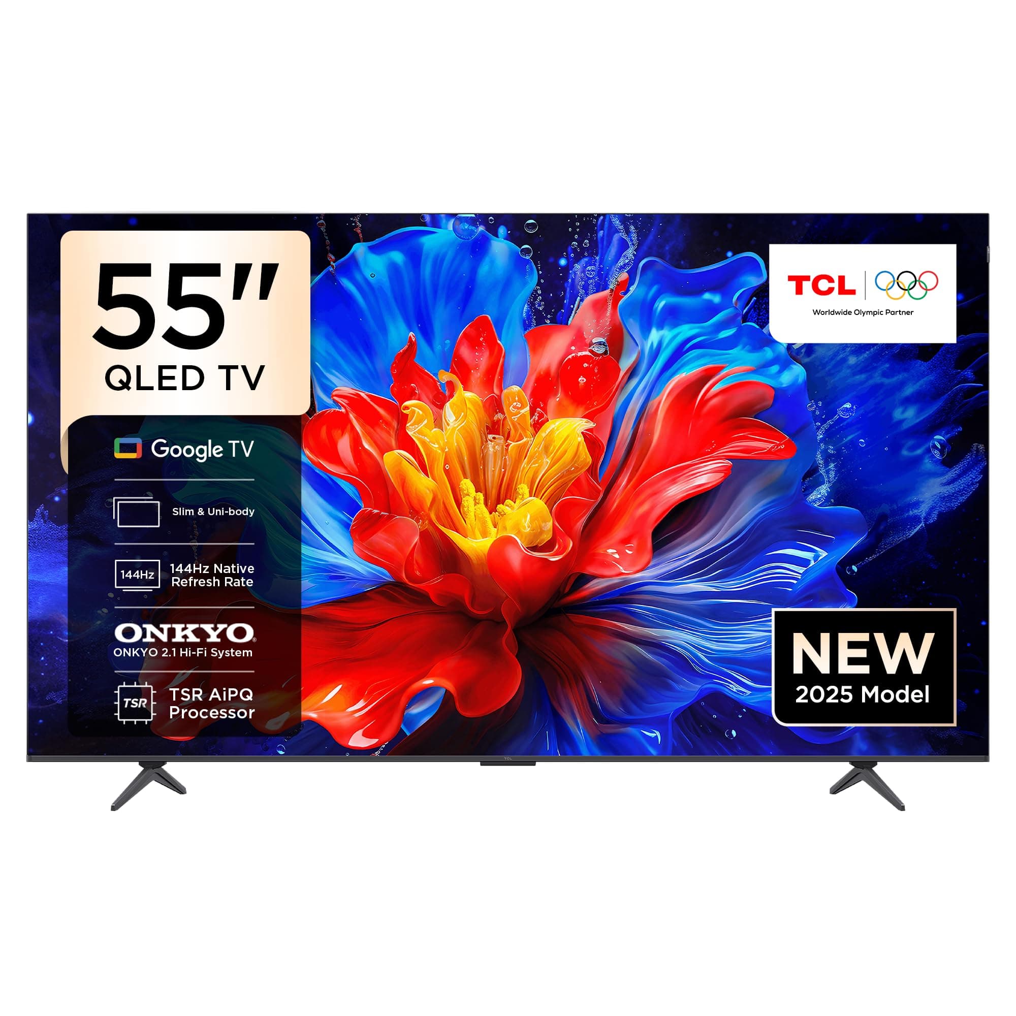 TCL 55 Inch QLED TV 55P8K, HDR10+, Google TV, Dolby Vision Atmos, AiPQ Processor,144Hz, ONKYO 2.1 Hi-Fi System, Dolby Vision HDR, Slim & Uni body – 55P8K (2025 Model) on Amazon.ae - Price Tracker