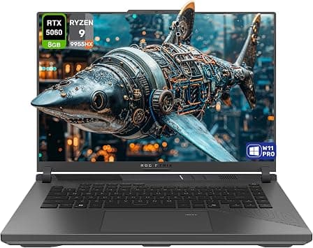 أسوس لابتوب الألعاب روج ستريكس G16 (محدث)، AMD رايزن 9-9955HX، 32 جيجابايت DDR5 RAM، 2 تيرابايت PCIe SSD، شاشة 16 بوصة WUXGA (1920x1200) 165Hz، نفيديا جي-فورس RTX 5060، لوحة مفاتيح RGB بـ4 مناطق، W11 - دليلك لأفضل العروض