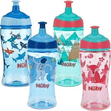 Nuby Printed Kids Pop Up Sipper Water Bottle, Colors May Vary, 1 Pack, 12 Oz., Multi - Amazon.ae Price Tracker