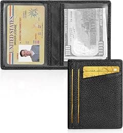 Wallet for Men Slim Larger Capacity with 8 Slots RFID Blocking Men's Wallet Minimalist Front Pocket Premium Leather Credit Card Holder with ID Window Gift Box, Black - متتبع أسعار Amazon.sa