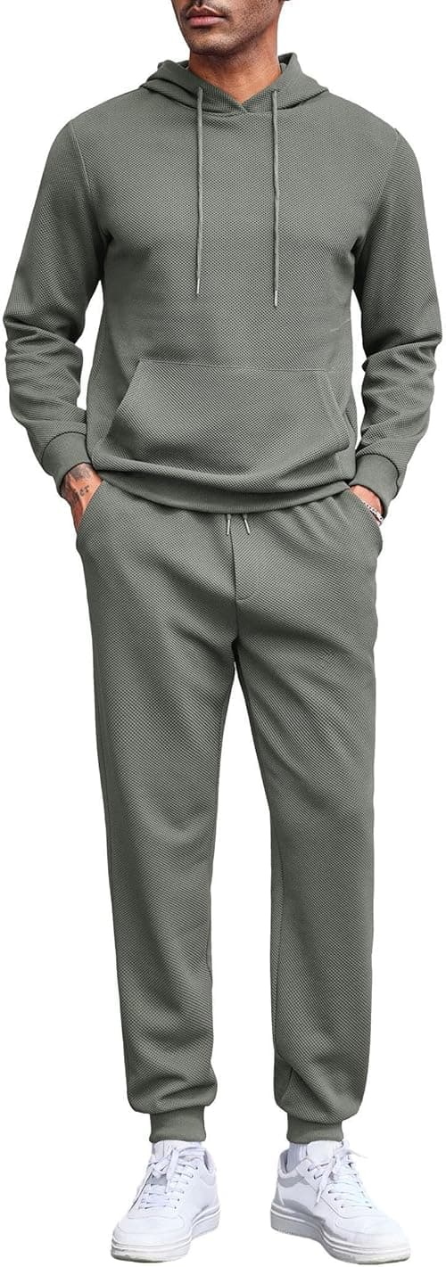 COOFANDY Men's Tracksuits 2 Pieces Waffle Hoodies Sweatsuit Sets Sports Jogging Suit Set on Amazon.ae - Price Tracker