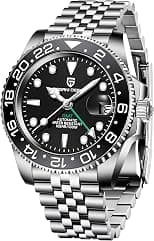 BY BENYAR Pagani GMT Mechanical Stainless Steel Waterproof Sapphire Ceramic Bezel Glass Luminous Wrist Watch for Men, 40mm, PD-1662, Black - Best Deal Finder