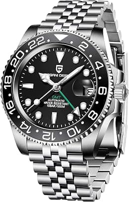 BY BENYAR Pagani GMT Mechanical Stainless Steel Waterproof Sapphire Ceramic Bezel Glass Luminous Wrist Watch for Men, 40mm, PD-1662, Black - Best Deal Finder
