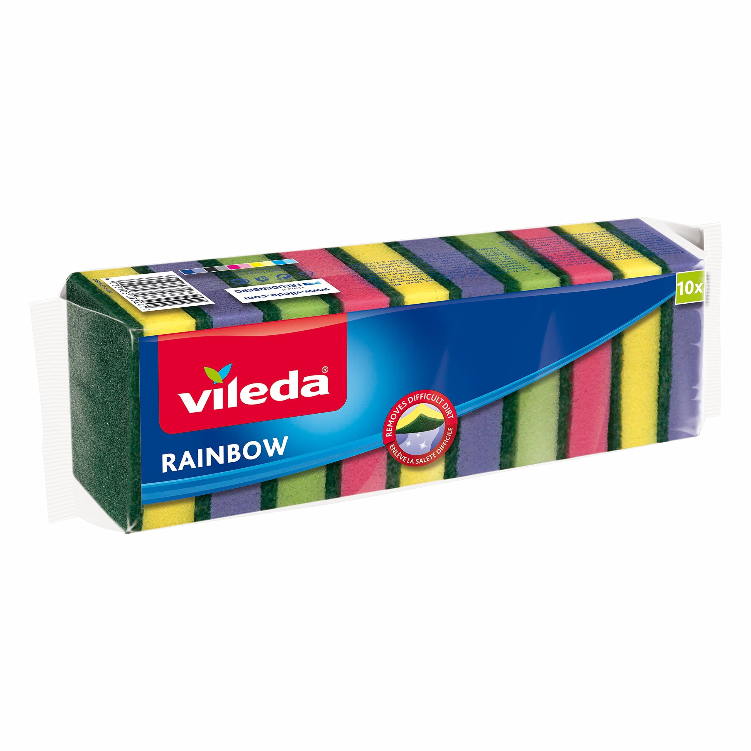 Vileda Rainbow Medium Foam Sponge Scourer, Eco-Friendly, Comfortable Grip, Value Pack 10 Pcs, Multi Colours on Amazon.ae - Price Tracker
