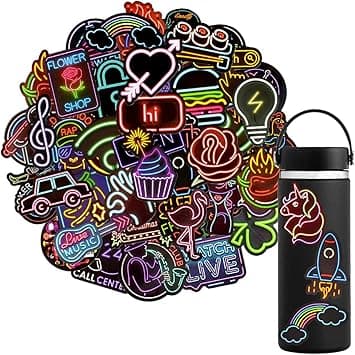 QTL Waterproof Vinyl Stickers Pack for Laptop Water Bottle Party Supplies(53Pcs Neon Style) - Amazon.ae Price Tracker