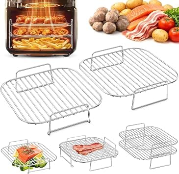 HONYAO Air Fryer Rack Square 8'' Airfryer Basket Accessories, 2pcs Stackable Stainless Steel Grill Racks compatible with 5-8qt Ninja/Cosori/Chefman/Gourmia/Instant Pot other Airfryer or Oven on Amazon.ae - Price Tracker