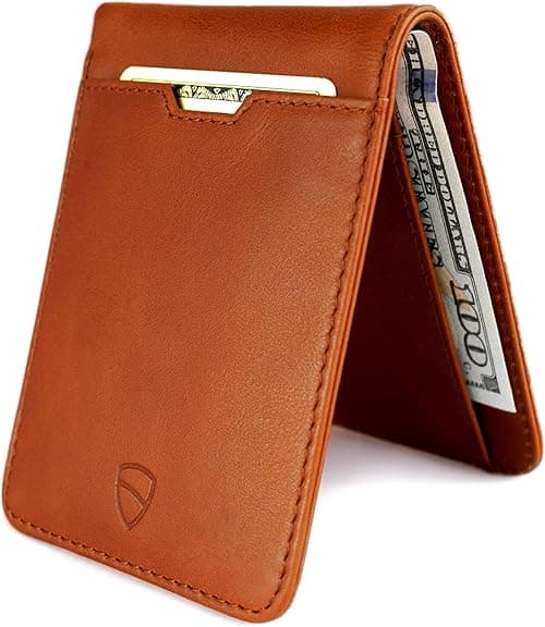 Vaultskin MANHATTAN Slim RFID Blocking Bifold Leather Wallet for Men - Minimalist Front Pocket Card Holder, Holds 9 Cards & Cash, Premium Italian Leather on Amazon.ae - Price Tracker
