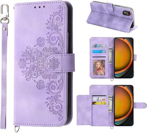 Phone Case for Samsung Galaxy Xcover 7 Pro, Protective Cover With 5 Card Slots Vintage Style Flower PU Leather Mobile Wallet, Purple on Amazon.ae - Price Tracker