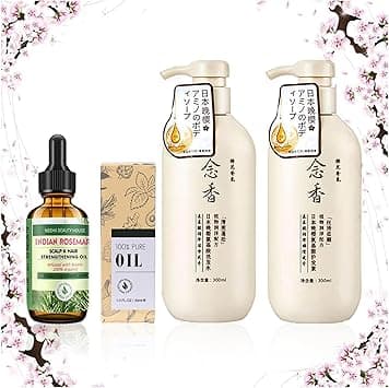 Sakura Hair Growth Shampoo and Conditioner Set, Japanese Formula, for Thick Smooth Hair, combo offer, sakura shampoo, condtioner and Rosmary oil on Amazon.ae - Price Tracker
