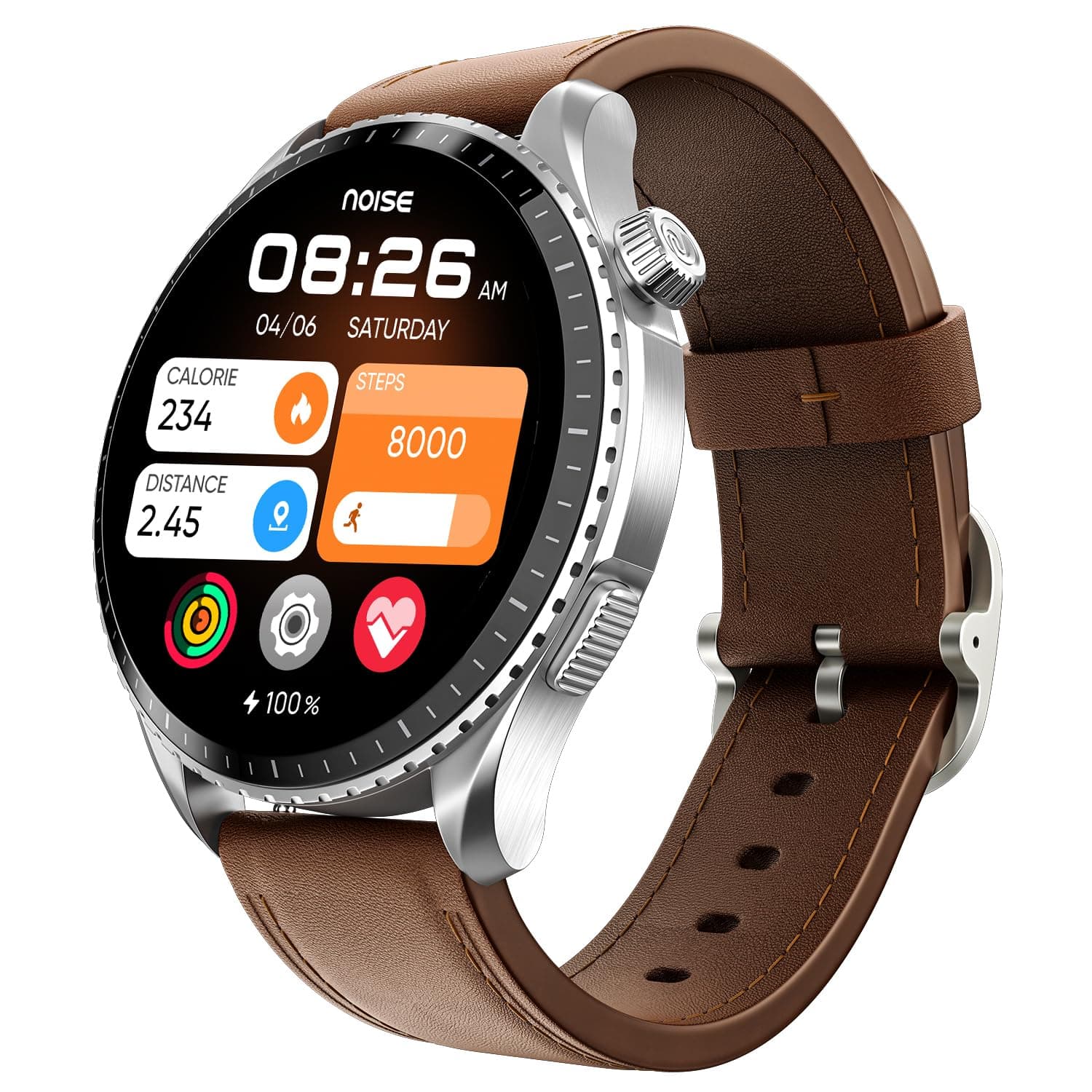 Noise Origin 1.46" AMOLED Display Smartwatch, 7 Day Battery, Smooth UI Experience, AI Assistant, Stainless Steel Contour-Cut Design, SoS Technology, Water Resistant, 1 Year Warranty (Classic Brown) on Amazon.ae - Price Tracker