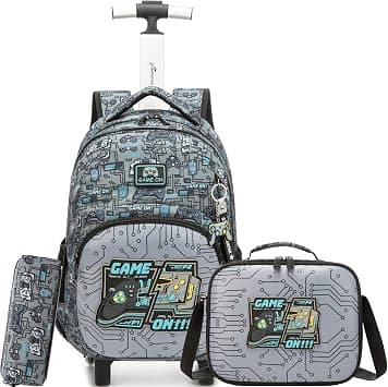 Rolling Backpack for Kids Backpack with Wheels for Girls Boys Wheeled Schoolbag Set with Lunch Bag & Pencil Case, A-gray Gamer, 16.5*11.8*7.8in, Modern on Amazon.ae - Price Tracker