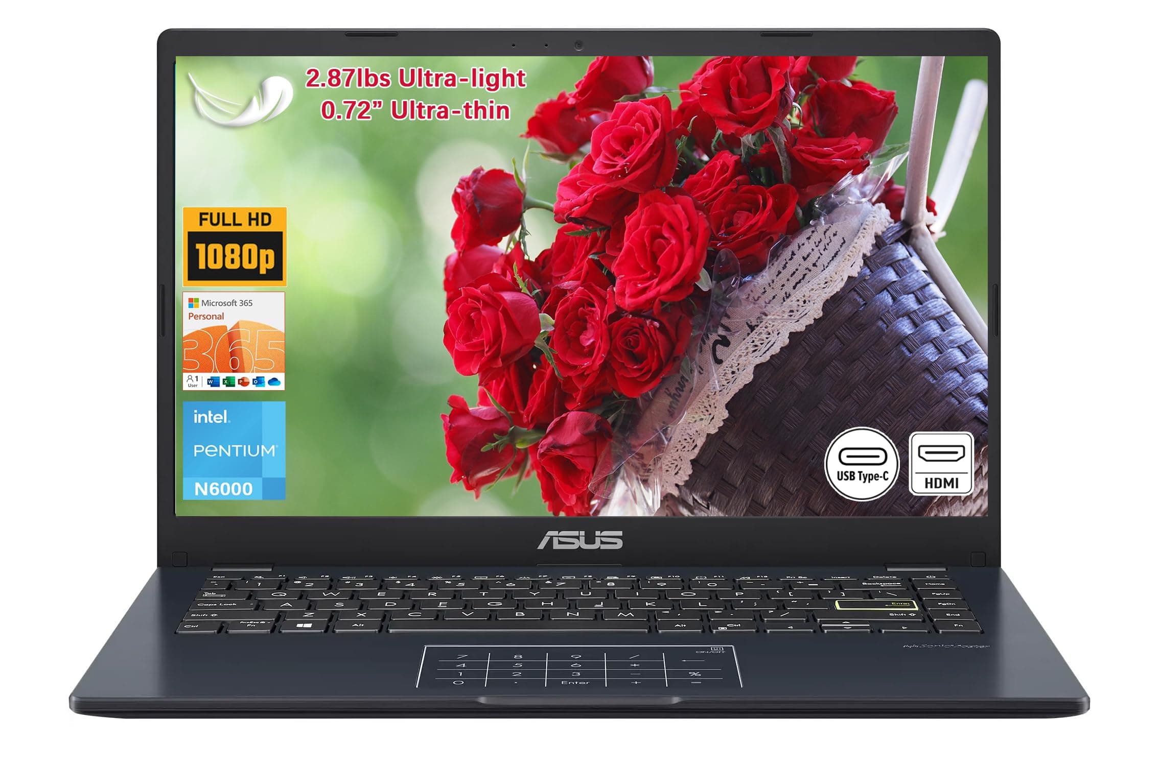 ASUS (Upgraded) Vivobook go 14" FHD Laptop, Intel Pentium N6000 (Up to 3.30GHz), 4GB RAM, 64GB eMMC, Thin & Light, NumberPad, Webcam, HDMI, Wi-Fi, Win 11 Home in S Mode on Amazon.ae - Price Tracker