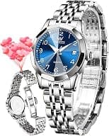 OLEVS Ladies Luxury Gold Silver Stainless Steel Quartz Watch Waterproof Date - Best Deal Finder