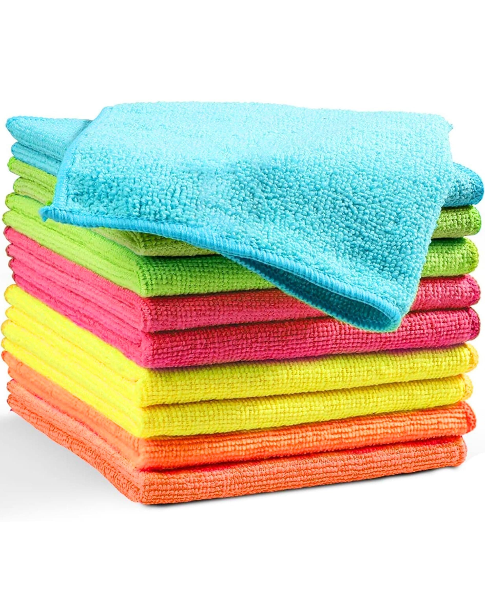 MTS Microfiber Cleaning Cloth Multi Purposes Kitchen Towel Set (30 x 30 cm) Super Absorbent Reusable Cleaning Towels - Kitchen Cloth (10 Pack IN 5 Colours) on Amazon.ae - Price Tracker