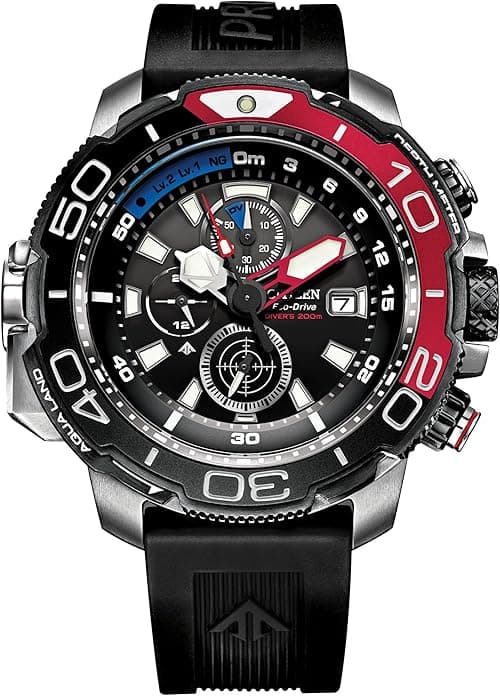 Citizen Men's Eco-Drive Promaster Aqualand Watch, Polyurethane Strap, Black Dial with Red Accents Chronograph (Model: BJ2167-03E), Black, Modern on Amazon.ae - Price Tracker