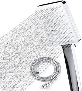 Newentor Shower Head with Hose Set with 6 Settings Spray Mode, Chrome - 1.5m on Amazon.ae - Price Tracker