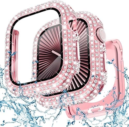 WINGLE 2-in-1 Waterproof Bling Case for Apple Watch 40mm Screen Protector Case SE 3/2/1 Series 6 5 4, Diamond Protective Face Cover Apple Watch 40 mm iWatch Crystal Rhinestone Bumper Women, Pink on Amazon.ae - Price Tracker
