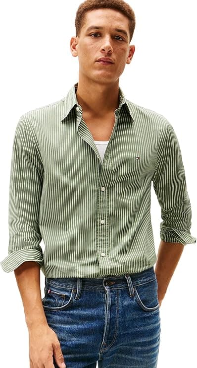 Tommy Hilfiger Mens Long Sleeve Poplin Shirts in Regular Fit, Men's Button Down Shirts, Also Available in Big and Tall on Amazon.ae - Price Tracker