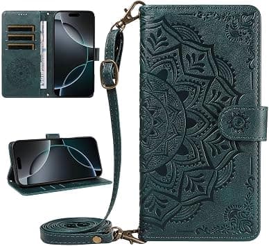 Wallet Case for Motorola Moto G67/G77 5G,Embossed Mandala Totem Flower Design Long/Short Lanyard Wrist Strap Folding Flip Cover PU Leather Stand Men Women Phone Bumper على Amazon.ae - متتبع الأسعار