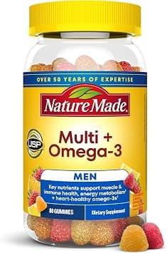 Nature Made Men's Multivitamin + Omega-3 Gummies, Daily Nutritional Support, 80 Count (Packaging May Vary) على Amazon.ae - متتبع الأسعار