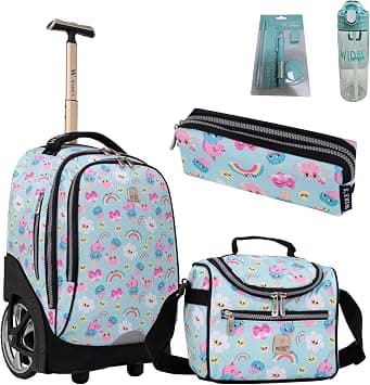 Wires Trolley Backpack School Bag 5-Piece Set All In One 2 Big Wheel Rolling Incloude Pencil Case Lunch And Unisex W24533, 19 on Amazon.ae - Price Tracker