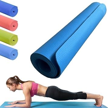 ECVV® Yoga Mat Non Slip,4mm Yoga Mat-Ideal for HiiT, Pilates, Yoga, and Home Workouts-PVC Gym Exercise Mat Ideal for Various Fitness Routines | 61 x 173 CM | Assorted Color - Best Deal Finder