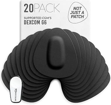 Not Just A Patch CGM Sensor Patches for Dexcom G6 & MiaoMiao (20 Pack) - Water Resistant & Durable for Active Lifestyle for 10-14 Days - Pre-Cut Dexcom G6 Adhesive Patches in Black on Amazon.ae - Price Tracker