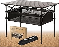 Large Foldable Camping Table with Adjustable Height Aluminum Roll Up Camping Table Lightweight Outdoor Table for Camping, Picnic, BBQ, Beach, Party Portable Table with Storage Net & Carry Bag - Amazon.ae Price Tracker