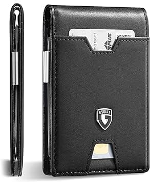 GSOIAX Mens Slim Wallet with Money Clip,RFID Blocking Minimalist Genuine Leather Carbon Fiber Wallet, 11 Card Slots Bifold Credit Card Holder With Gift Box (Leather Black), Leather Black on Amazon.ae - Price Tracker