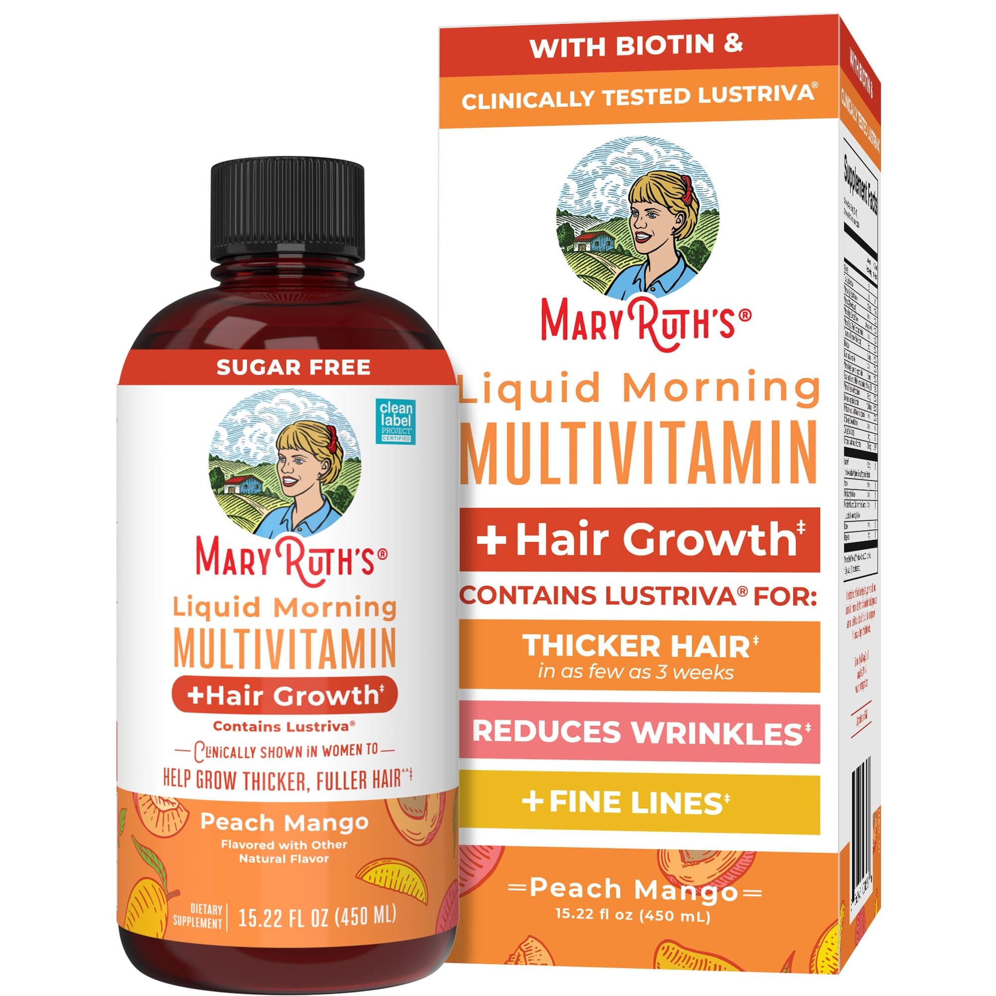 MaryRuth Organics Liquid Multivitamin Lustriva® Hair Growth for Women| Biotin 10000mcg | Vitamin D, B |Clinically Tested for Thicker Hair, Wrinkles, Fine Lines, Skin Care| Ages 18 | 15.22 Fl Oz on Amazon.ae - Price Tracker
