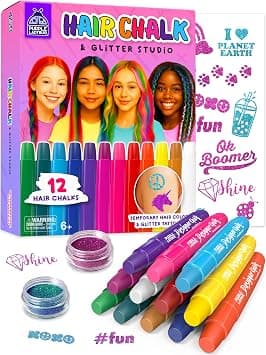 PURPLE LADYBUG 12 Colors Hair Chalk for Girls, Washable Temporary Hair Color for Kids -Great Tween & Teen Girl Gifts Idea, Birthday Gift for 8 9 10 11 12 Year Old Girl - Cool Hair Stuff for Teen Girls - Best Deal Finder