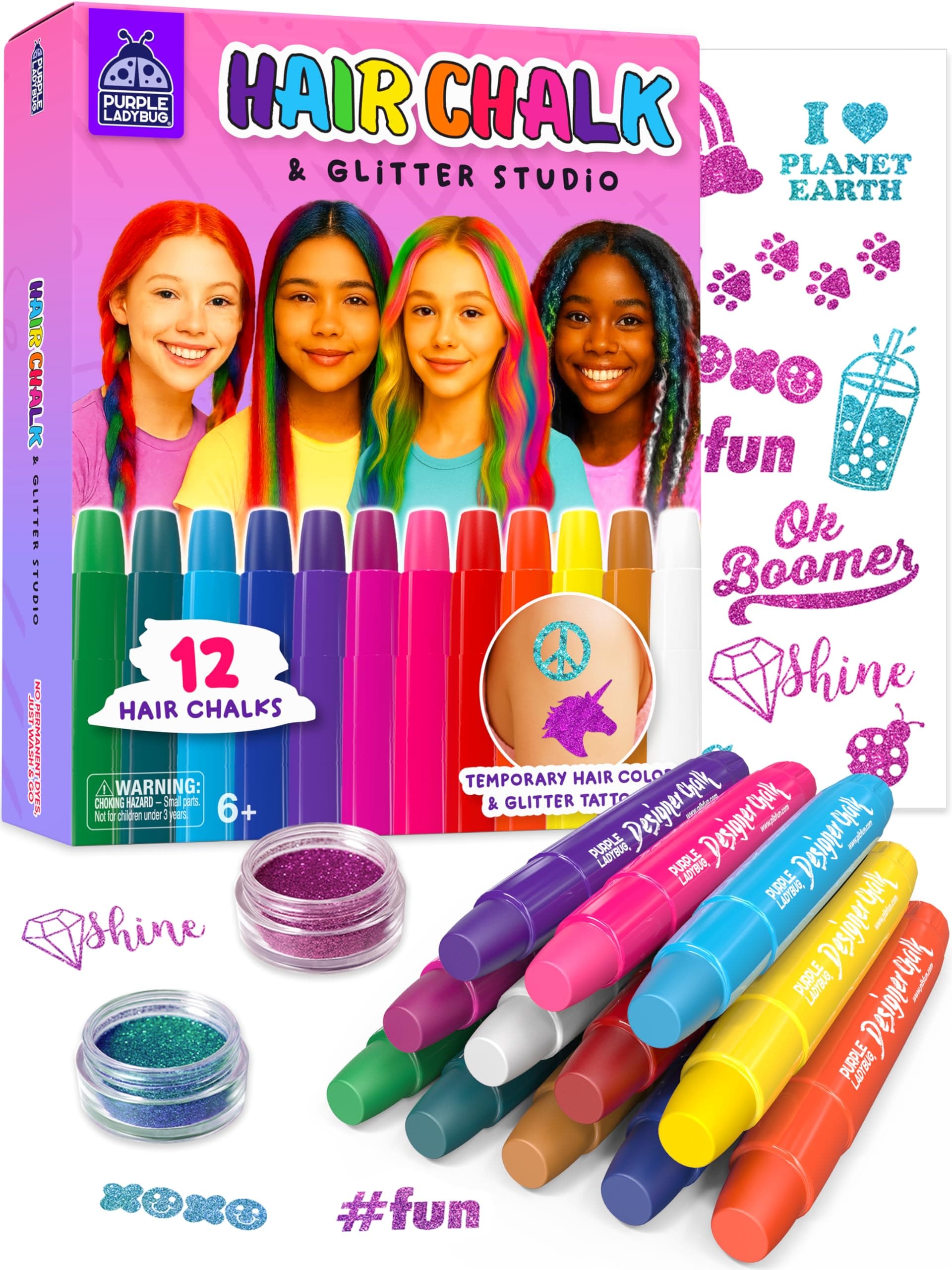PURPLE LADYBUG 12 Colors Hair Chalk for Girls, Washable Temporary Hair Color for Kids -Great Tween & Teen Girl Gifts Idea, Birthday Gift for 8 9 10 11 12 Year Old Girl - Cool Hair Stuff for Teen Girls on Amazon.ae - Price Tracker