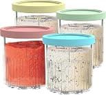 4 Pack Creami Deluxe Pints and Lids for Ninja NC500 NC501 Series, Compatible with Ninja Creami 11-in-1 Ice Cream Maker, BPA-Free & Dishwasher Safe (Nc501-Yellow, Green, Pink, Blue) - متتبع أسعار Amazon.sa