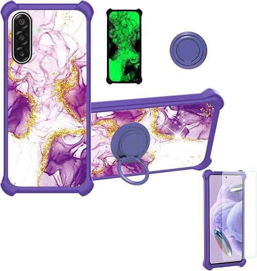 Case Compatible for Samsung Galaxy M17 5G SM-M176B Phone Case Cover [with 1* Tempered Glass Screen Protector][Hard PC + Soft Silicone][Ring Support] [Gold Glitter+Luminous] JSZ-ZDL على Amazon.ae - متتبع الأسعار