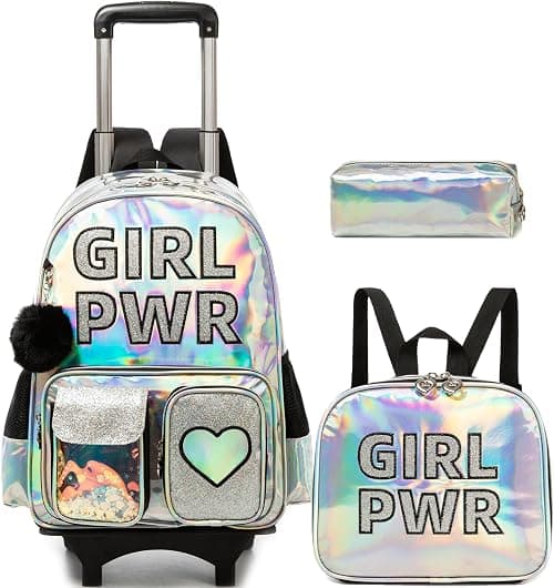 Meetbelify Multi Pocket Rolling Backpack for Girls Backpack with Wheels for Elementary Student on Amazon.ae - Price Tracker