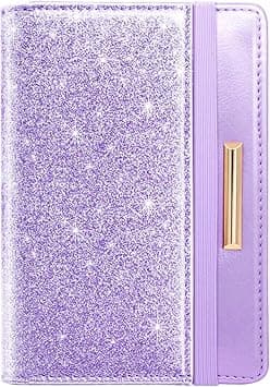 Passport Holder Cover Travel RFID Blocking Passport Cover Rose Gold Cute Flowers Passport Wallet with Elastic Band for Women, Purple Glitter, Casual on Amazon.ae - Price Tracker