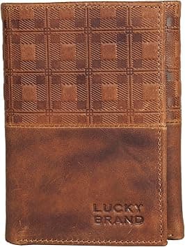 Lucky Brand Men's Trifold and L Wallet, Plaid Embossed Leather-Brown, Tri-Fold on Amazon.ae - Price Tracker