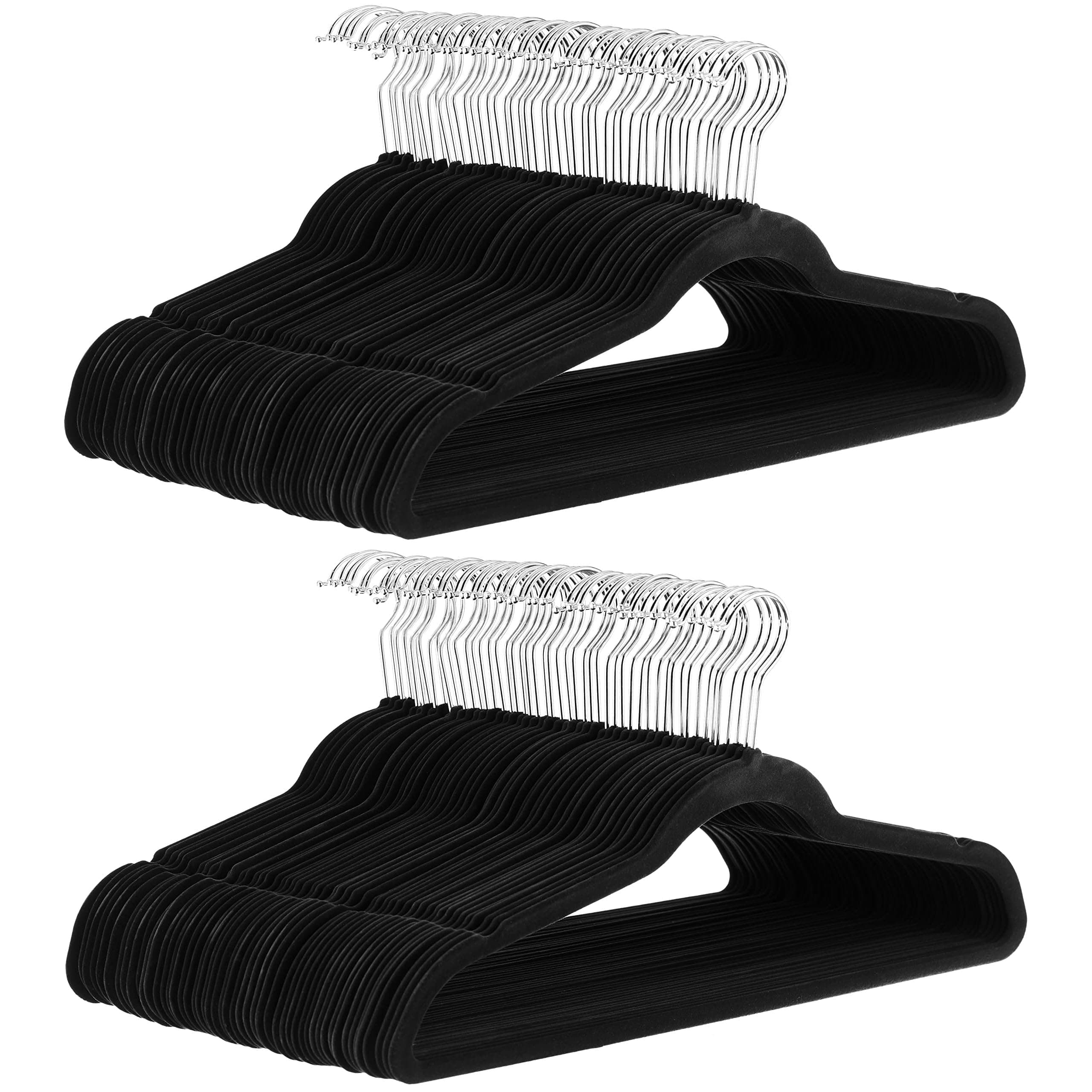 Amazon Basics Slim Velvet, Non-Slip Suit Clothes Hangers, Pack of 100, Black/Silver on Amazon.ae - Price Tracker