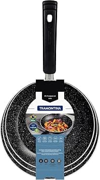 Tramontina 3-Piece Black Aluminum Frying Pan Set with Starflon Max Nonstick Coating, PFOA-Free, Bakelite Handles, Dishwasher Safe Model 27899495 Made in Brazil على Amazon.ae - متتبع الأسعار