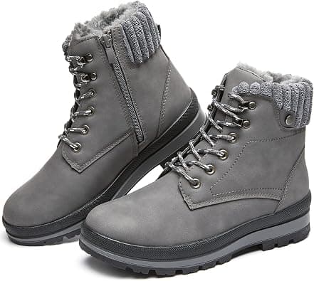 Womens Waterproof Ankle Boots for Outdoor (Non Slip Outsole),Fashion Combat Boots with Side Zipper,Warm Fur Lined Winter Snow Boots on Amazon.ae - Price Tracker
