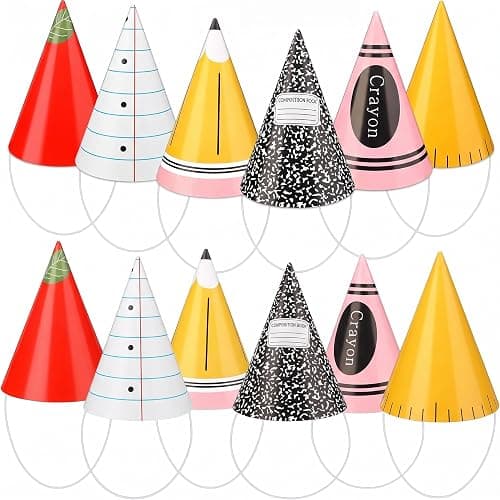 ReliThick 36 Pcs Back to School Party Hats Birthday Party Crowns Composition Notebook Crayon Pencil Ruler Line Notebook Apple Paper Hat for Classroom Kids Preschool Kindergarten Teachers Gift Students على Amazon.ae - متتبع الأسعار