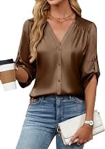 Blooming Jelly Womens Button Down Shirts 3/4 Sleeve Dressy Casual Tops Pleated Satin Silk Business Blouses 2026 - Best Deal Finder
