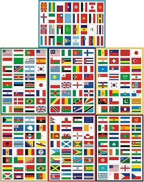 TamBee T&B Countries Flags Stickers 224PCS Multi Territorial Maps Nations Patterns Face Stickers Travel Stickers Children's Room Decor Labels Football Team FIFA World Cup A4 7PACKS Olympics على Amazon.ae - متتبع الأسعار