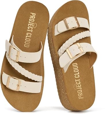 Project Cloud Platform Sandals Women - Eco-Crafted Leather Womens Summer Shoes with Lightweight Adjustable Buckle and Non-Slip Outsole Summer Sandals for Women 2026 on Amazon.ae - Price Tracker