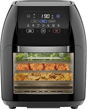 CHEFMAN Multifunctional Digital Air Fryer+ Rotisserie, Dehydrator, Convection Oven, 17 Presets Fry, Roast, Dehydrate, Bake, XL 10L Family Size, 1800W, Auto Shutoff, Large Easy-View Window, Black on Amazon.ae - Price Tracker