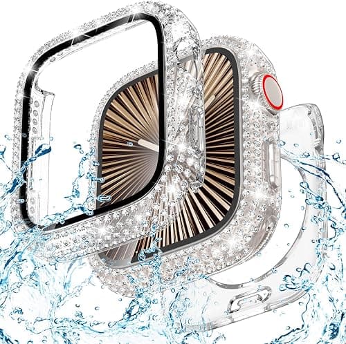 Goton 2-in-1 Waterproof Bling Case Compatible for Apple Watch Screen Protector 40mm 41mm 42mm 44mm 45mm 46mm Ultra 49mm Series 10 9 8 7 6 5 4 SE 2, Glitter Rhinestone Face Cover for iWatch Accessories on Amazon.ae - Price Tracker